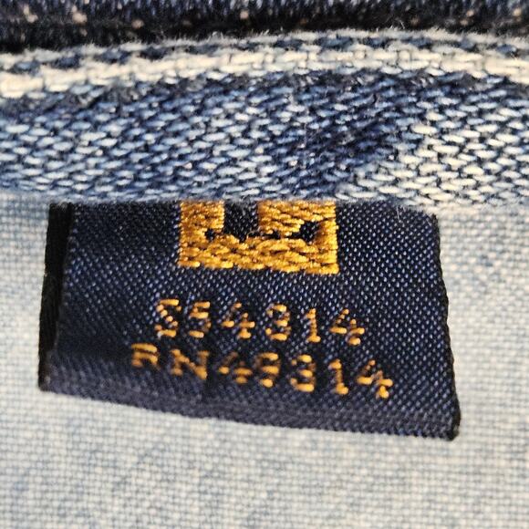 VTG 90s Coat Jacket Large Denim Oversized Puff Paint Embellished Southwestern - Picture 6 of 15